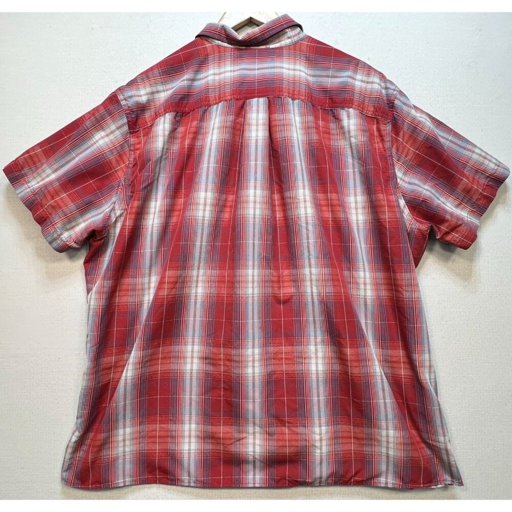 Eddie Bauer Men's Button Up Shirt Short Sleeve Size 2XL Red White Plaid Pockets - Picture 2 of 9
